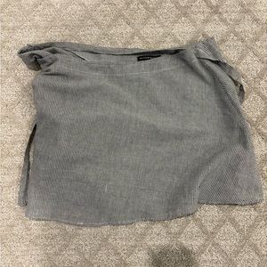 Black and White Stripped Mini Wrap Skirt